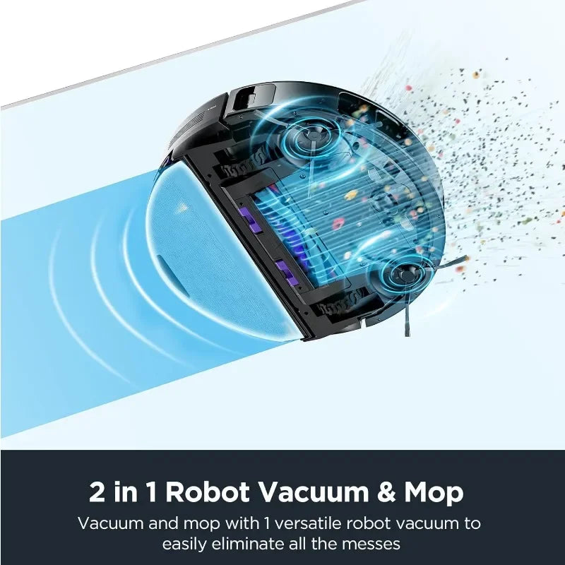 Robotic Vacuum and Mop ComboCarpet&Floor, Auto Lifting Mop, LiDAR Navigation, App Control Home Fusion