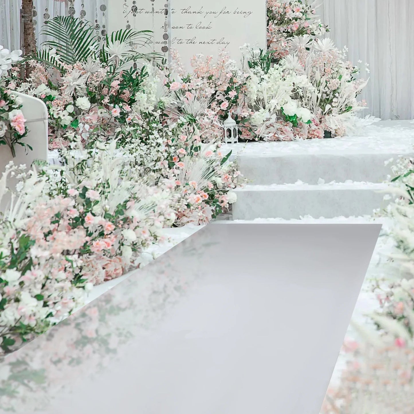 Double Sided Silver Mirror Aisle Runner Decorative Carpet Runner Rug for Indoor Outdoor Wedding Ceremony Graduation Party Home Fusion