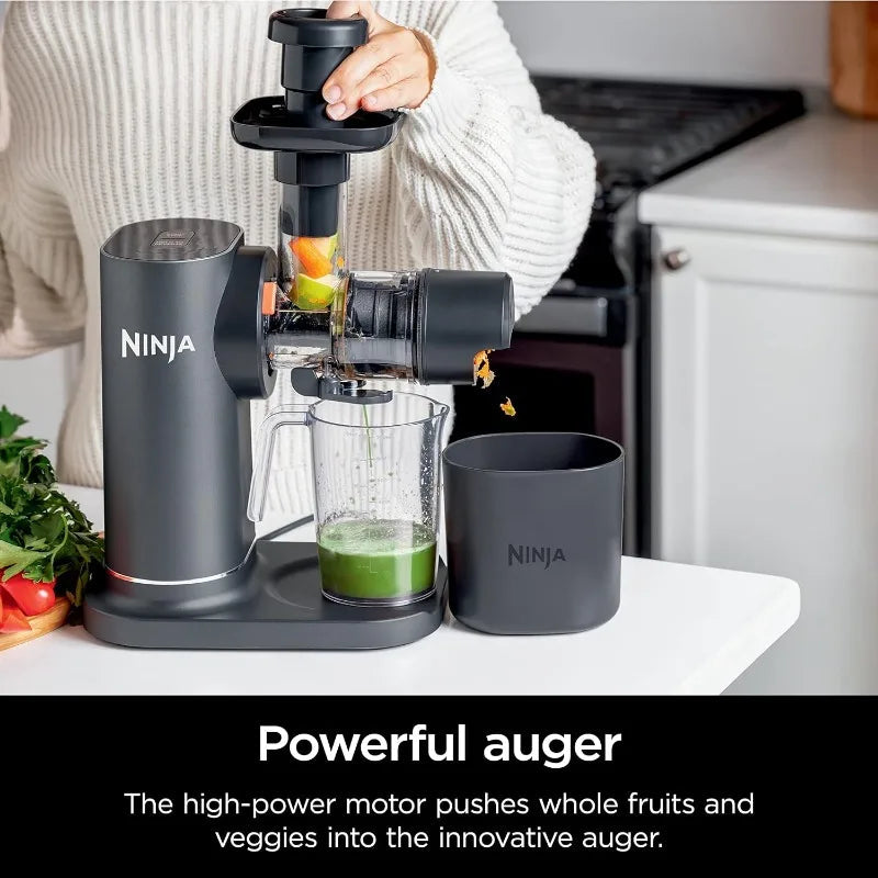 Ninja JC151 NeverClog Cold Press Juicer, Powerful Slow Juicer with Total Pulp Control, Countertop, Electric, 2 Pulp Functions Home Fusion