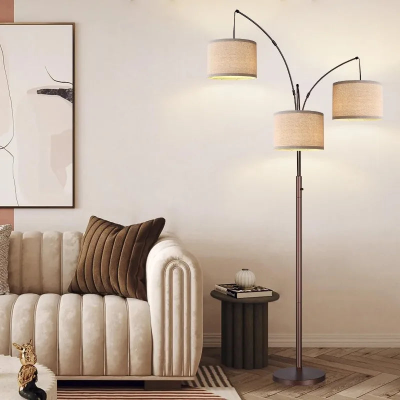 3 Lights Arc Floor Lamps for Living Room. Home Fusion
