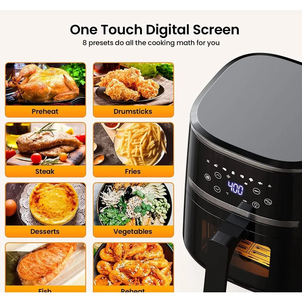 Air Fryer Oven 5 Qt Large Oil Free Touch Screen 1500W Mini  Combo with 7 Accessories, One-Touch Digital Controls Home Fusion