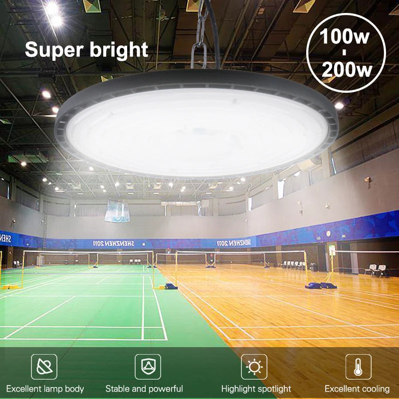 Super Bright LED Industrial Lighting Garage lights 100W 150W 200W High Bay Light IP65 Waterproof For gym Warehouse Factory Home Fusion