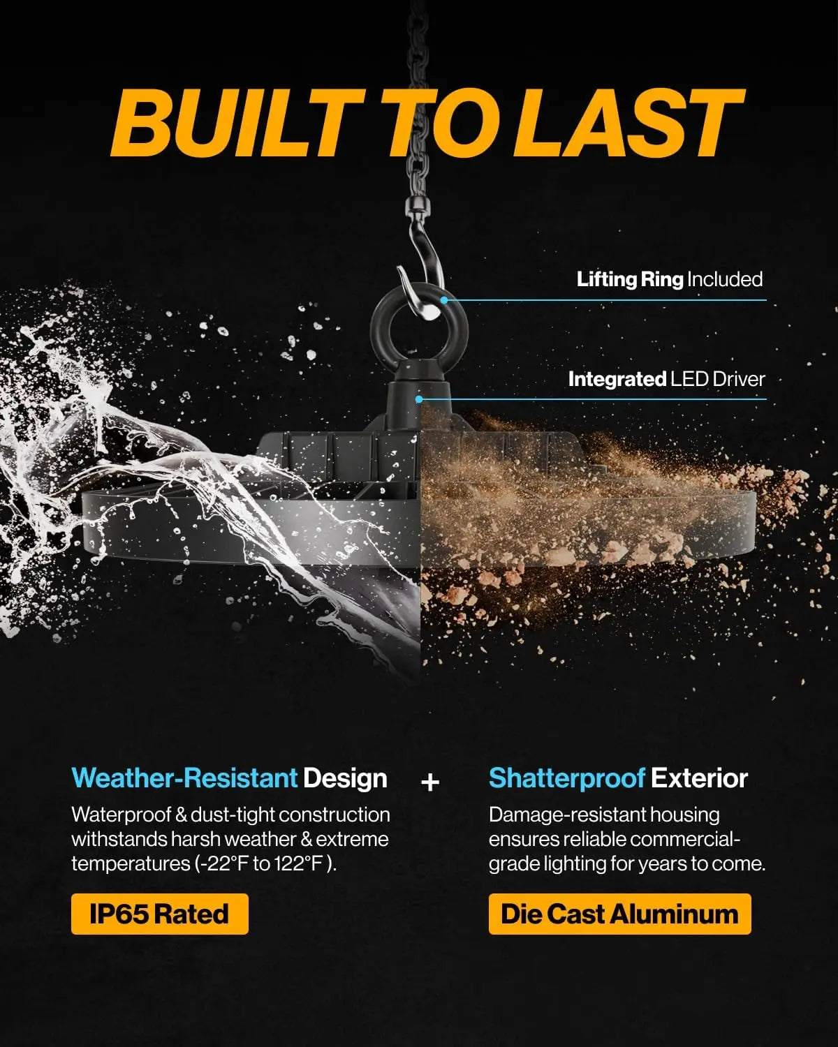 Sunco Lighting UFO LED High Bay Light Lighting for Warehouse 5000K Daylight 150W 21000 LM 100-277V Dimmable 1-10V IP65 Home Fusion