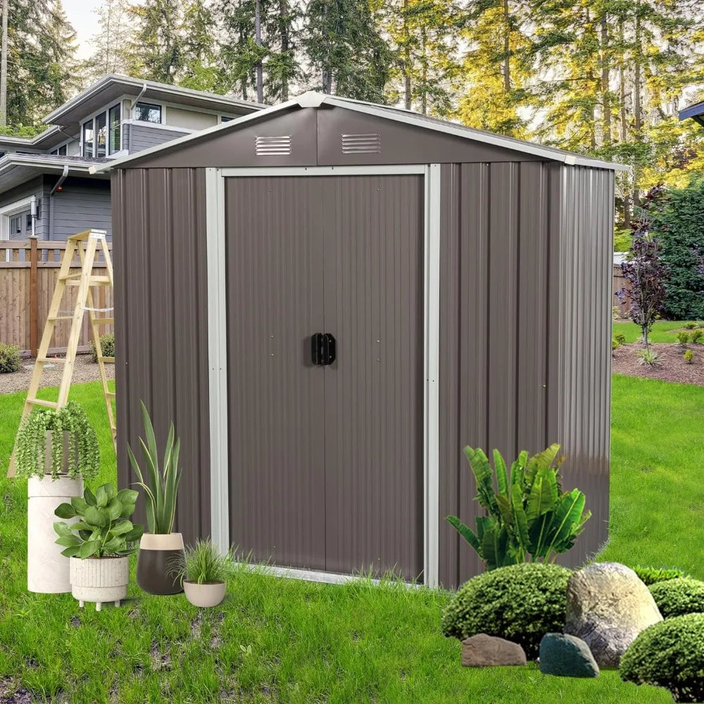 6ft X 4ft Outdoor Metal Shed Equipment Durable Weather Resistant Lean to Shed House Home Garden Accsesories Gardening Tools Tool Home Fusion