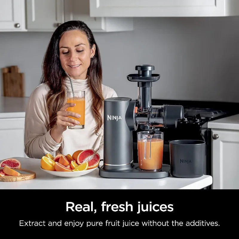 Ninja JC151 NeverClog Cold Press Juicer, Powerful Slow Juicer with Total Pulp Control, Countertop, Electric, 2 Pulp Functions Home Fusion