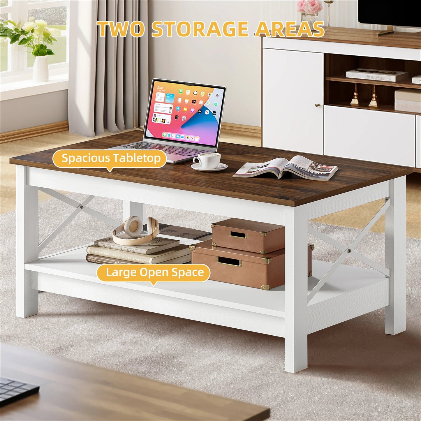 2 Drawer Square Center Table Coffee Table. Home Fusion