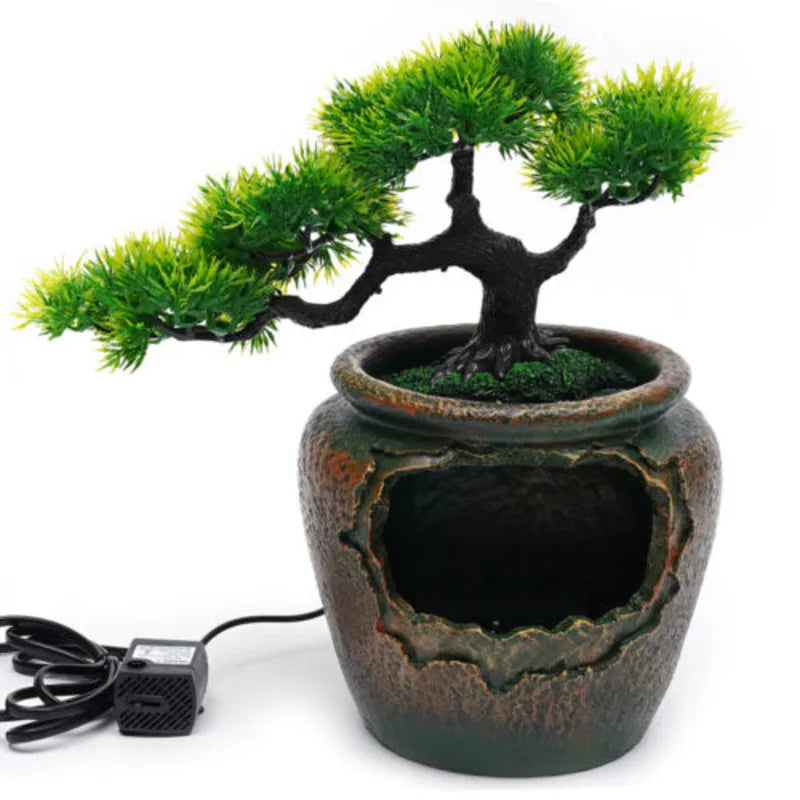 Indoor Water Waterfall Fountain Rock Feng Shui Decoration. Home Fusion