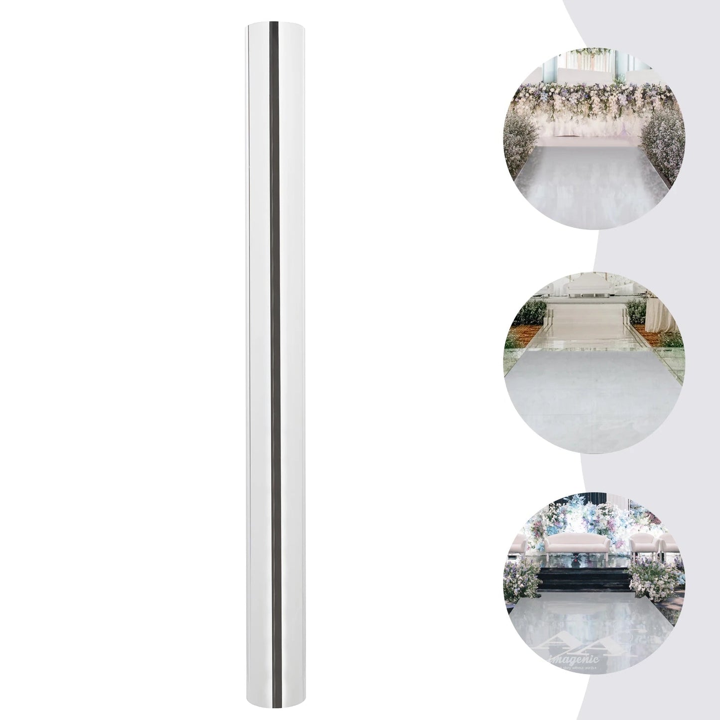 Double Sided Silver Mirror Aisle Runner Decorative Carpet Runner Rug for Indoor Outdoor Wedding Ceremony Graduation Party Home Fusion
