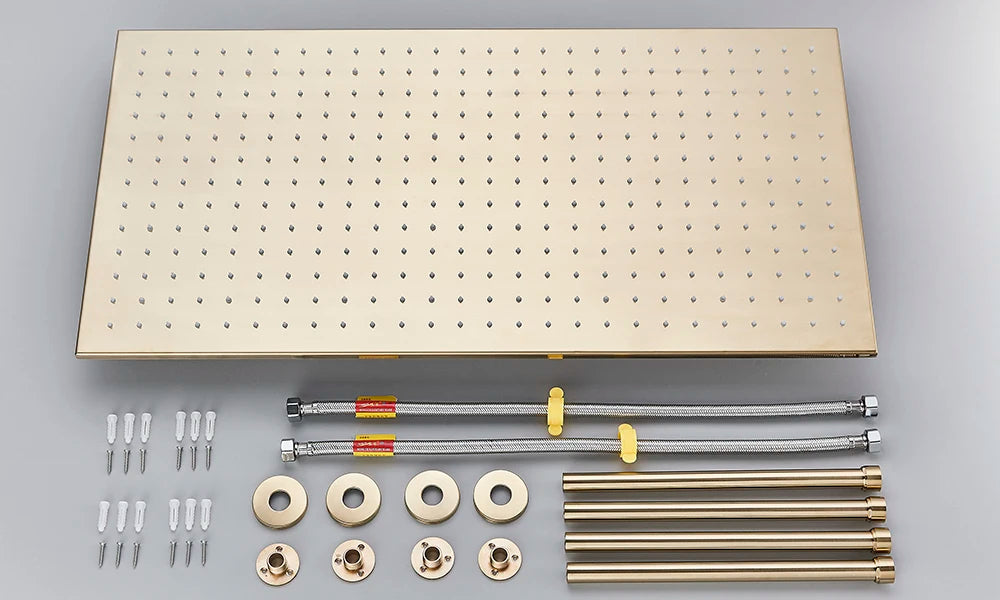 Rozin LED Matte Black Shower Head 40*80cm Large Size Rainfall Shower Heads Ceiling Mounted with Installation Arm for Bathroom Home Fusion