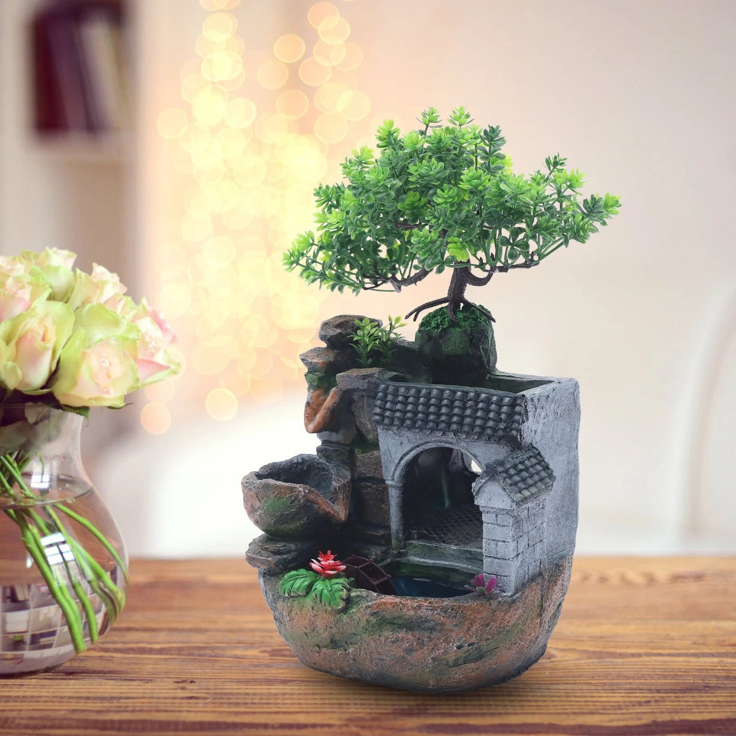 Indoor Decor Flowing Water Ornament Tabletop Fountain. Home Fusion