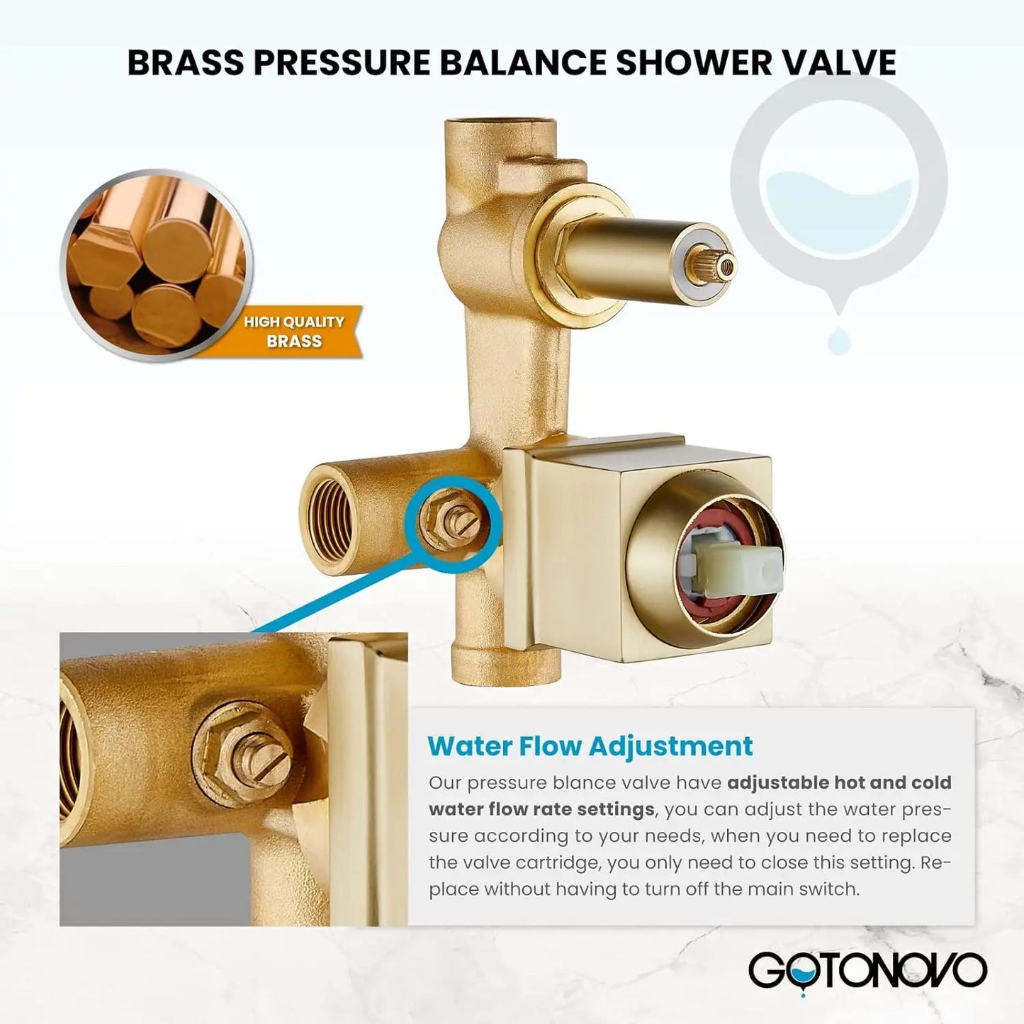 Rainfall Bathroom Shower System Rain Shower Head and Handle Set Wall Mounted Shower Complete Combo Solid Brass Pressure Home Fusion