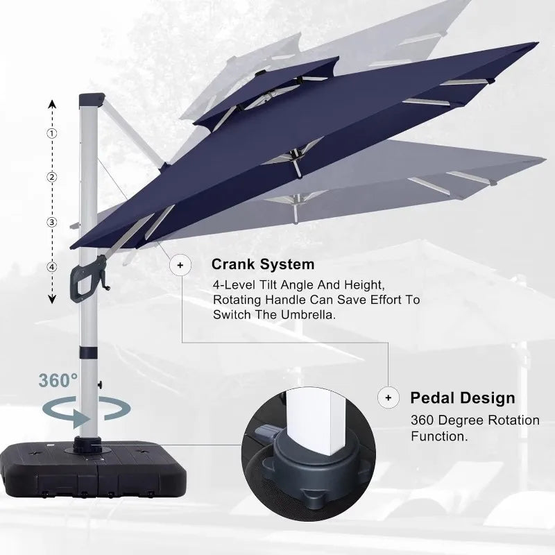 Windproof 10ft Cantilever Patio Umbrella - 360° Rotation Home Fusion