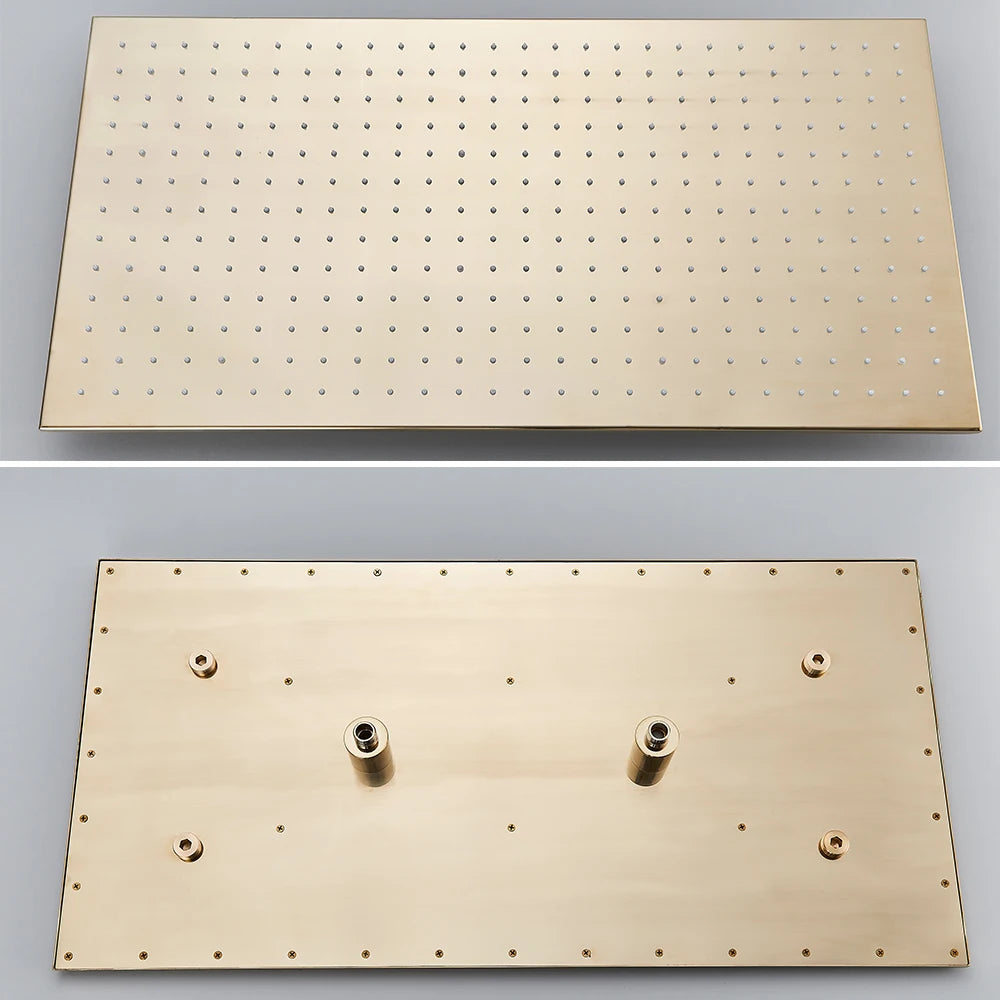 Rozin LED Matte Black Shower Head 40*80cm Large Size Rainfall Shower Heads Ceiling Mounted with Installation Arm for Bathroom Home Fusion