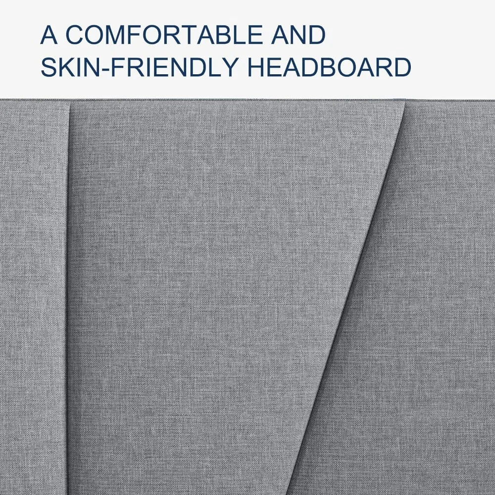 Full Size Bed Frame with Upholstered Headboard, Linen Fabric Wrap, Wooden Slats Support, Solid and Stable, No Box Spring Needed Home Fusion