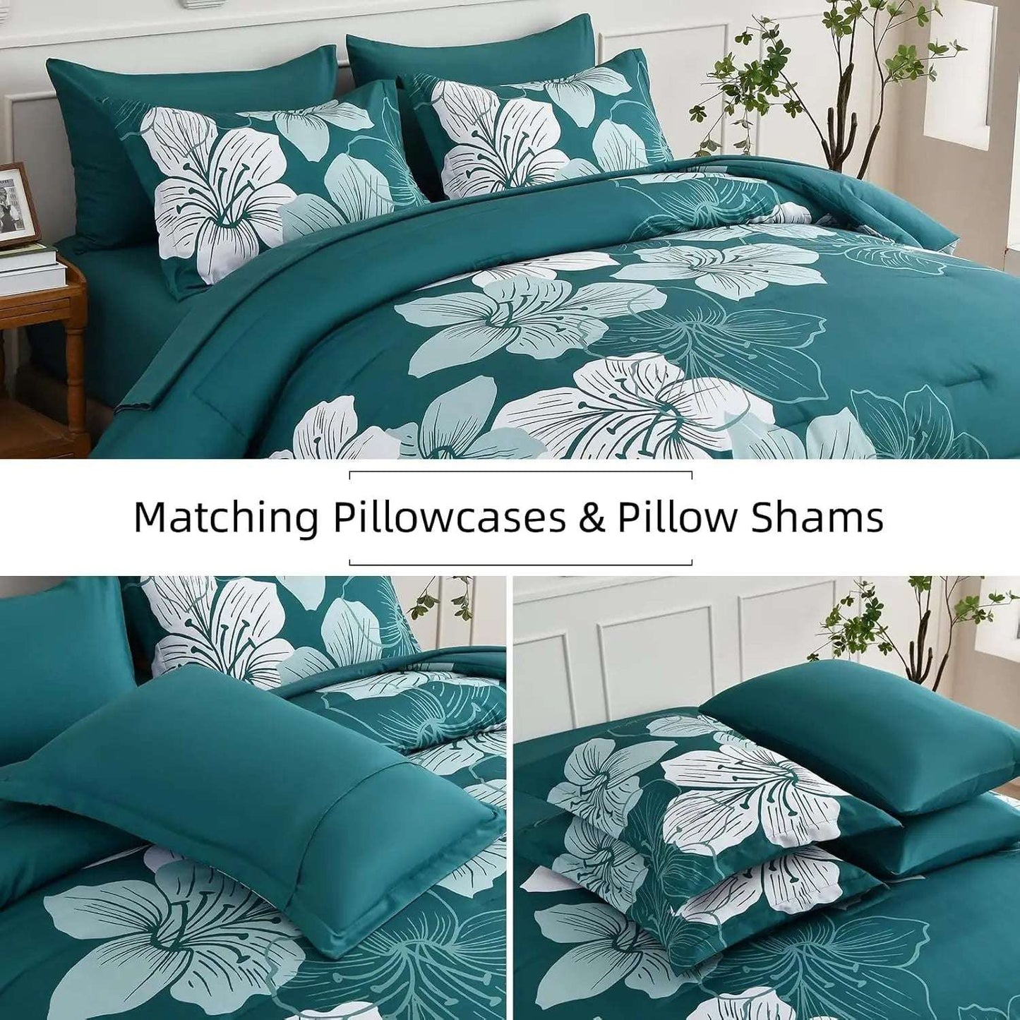 Luxudecor Floral Comforter Set Queen Size Home Fusion