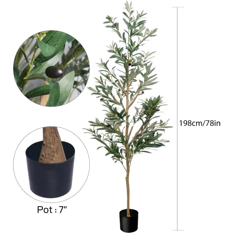 Tall Artificial Olive Tree for Home Decor Indoor with Pot, Fake House Plants Home, Floor Faux Plants Natural Artificial Tree - Home Fusion