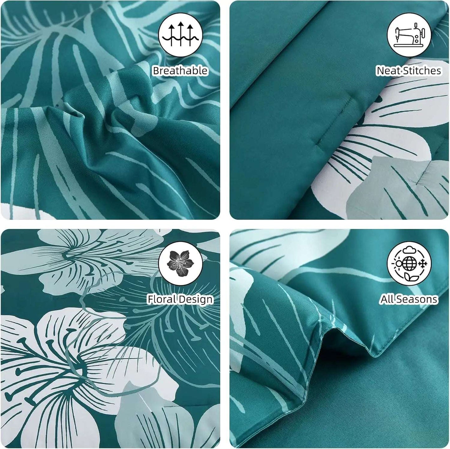 Luxudecor Floral Comforter Set Queen Size Home Fusion