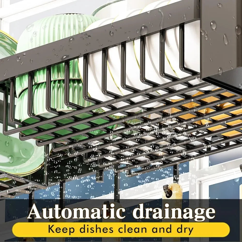 Adjustable Dish Drying Rack Above Kitchen Sink. Home Fusion
