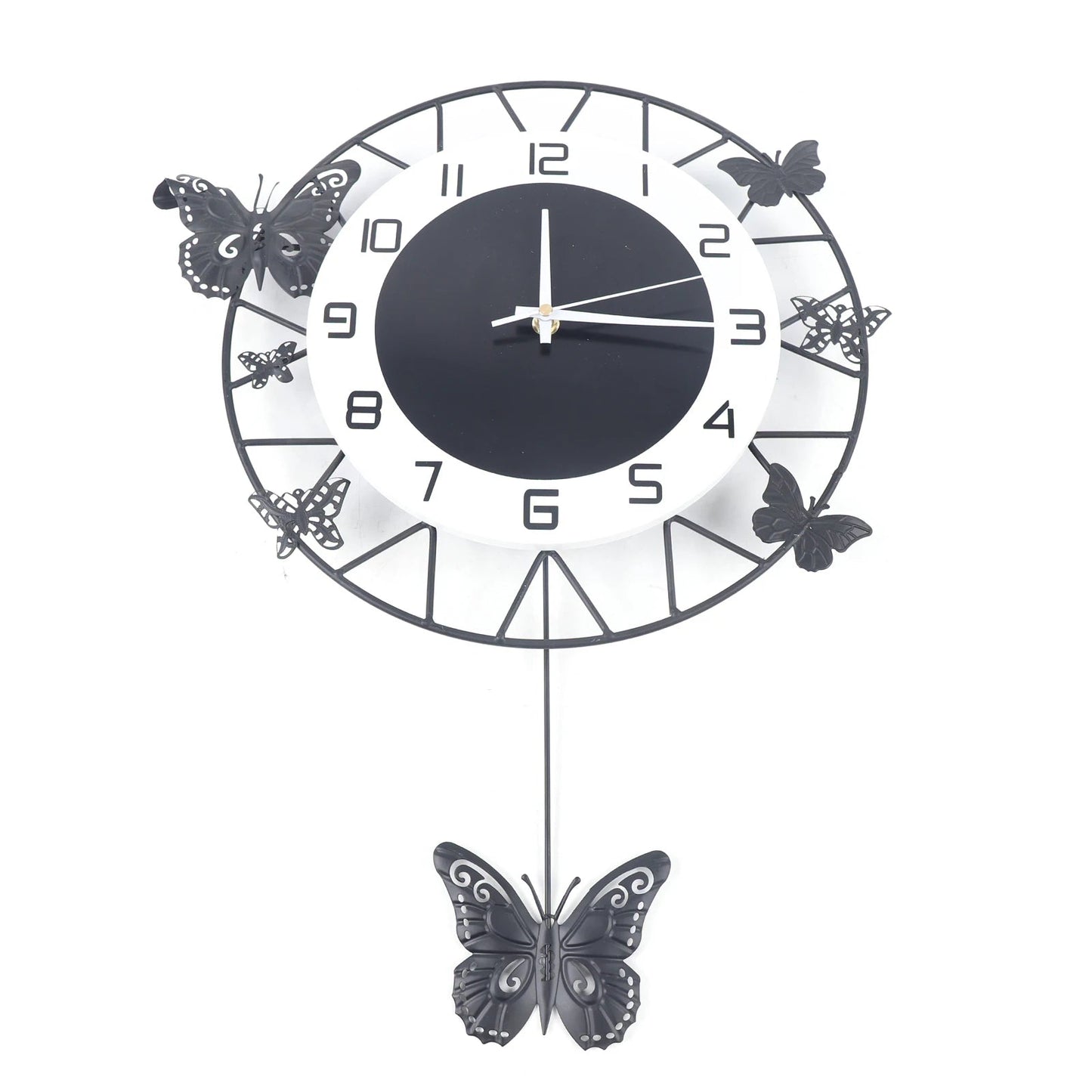 20inch Large Round Butterfly Wall-mounted Clock Creative Iron Craft Modern Quartz Clock Home Living Room Decor Silent Clock Home Fusion