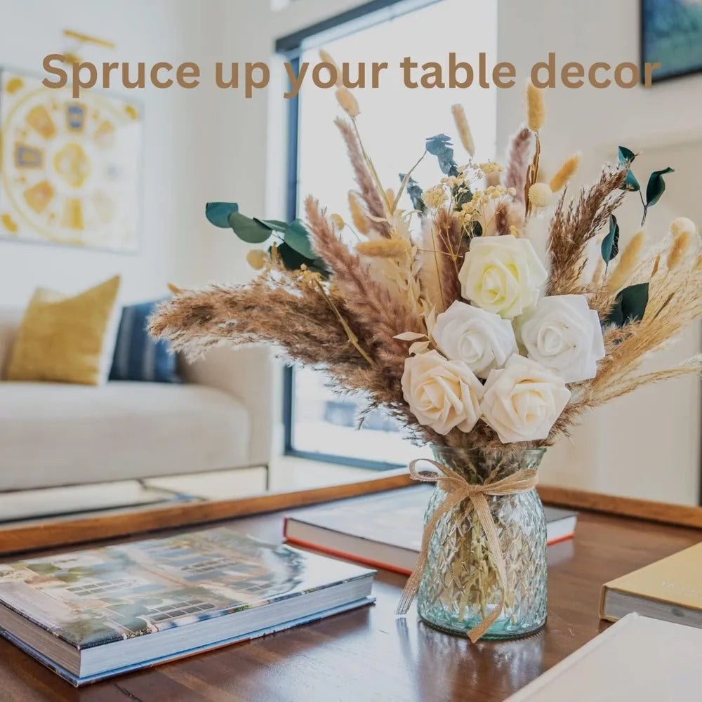 Pampas Grass with Vase Included for Dining Table Centerpiece Home Fusion
