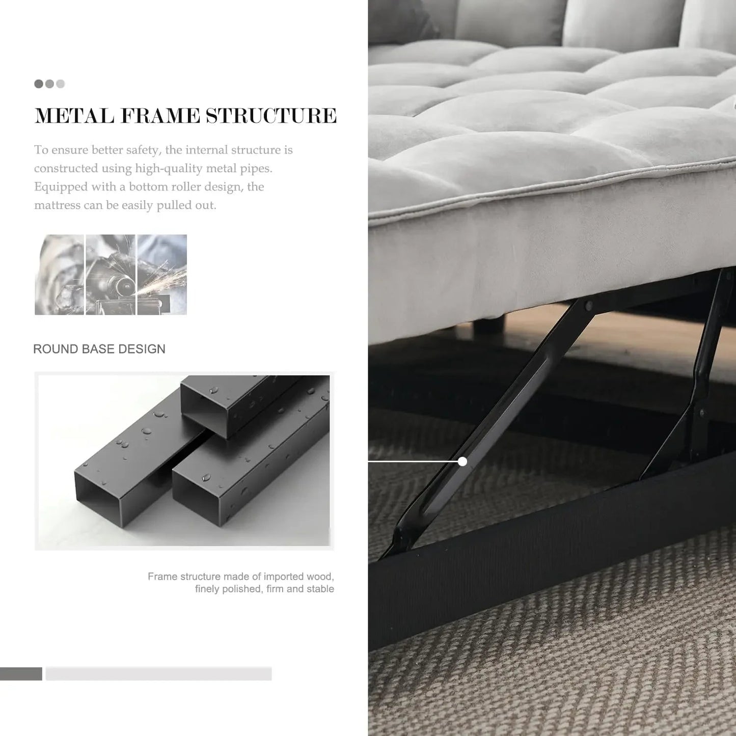 Convertible Sleeper Sofa Bed | Modern Pullout Couch with Adjustable Backrest | Loveseat Futon Home Fusion