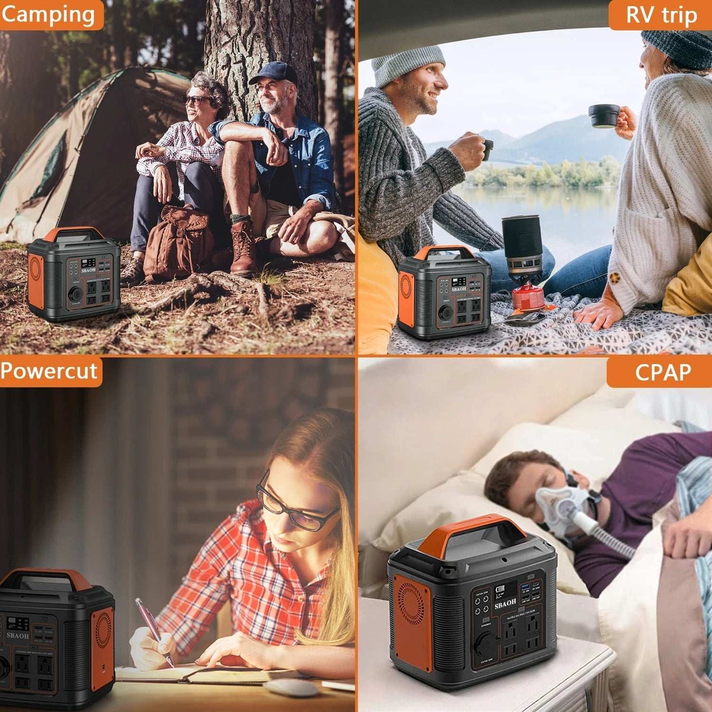 Portable Power Station, 300W 296Wh Solar Generator Quick Charge / 110V AC Outlets/DC Ports and LED Flashlight, Lithium Battery B Home Fusion