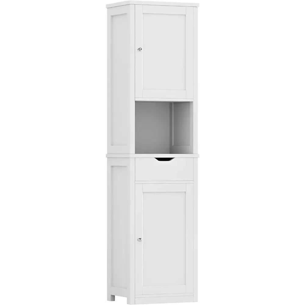 Bathroom Storage Cabinet, Slim Corner Floor Cabinet with Doors and Drawer, Freestanding Narrow Organizer with Adjustable Shelves Home Fusion Bathroom Storage Cabinet, Slim Corner Floor Cabinet with Doors and Drawer, Freestanding Narrow Organizer with Adjustable Shelves 076823-f9.myshopify.com