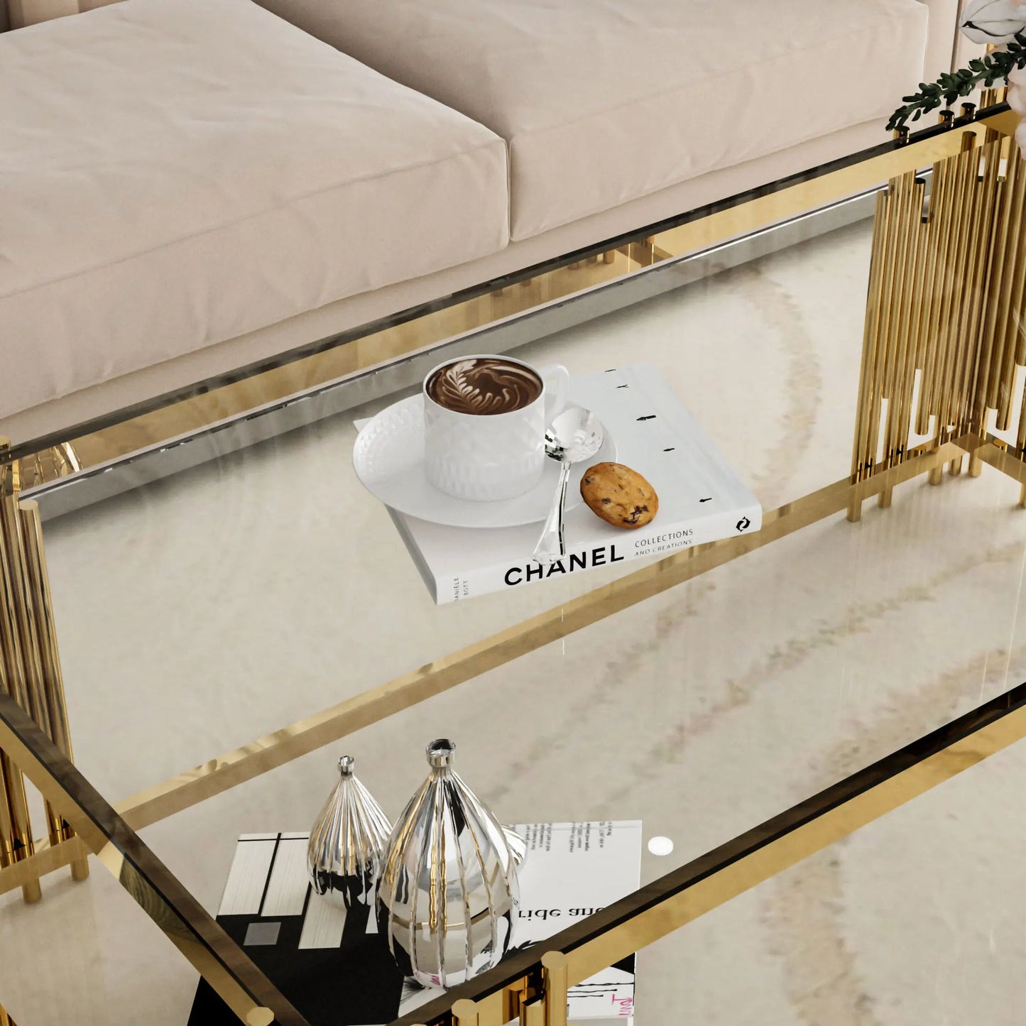 Rectangle Glass Coffee Table for Living Room. Home Fusion