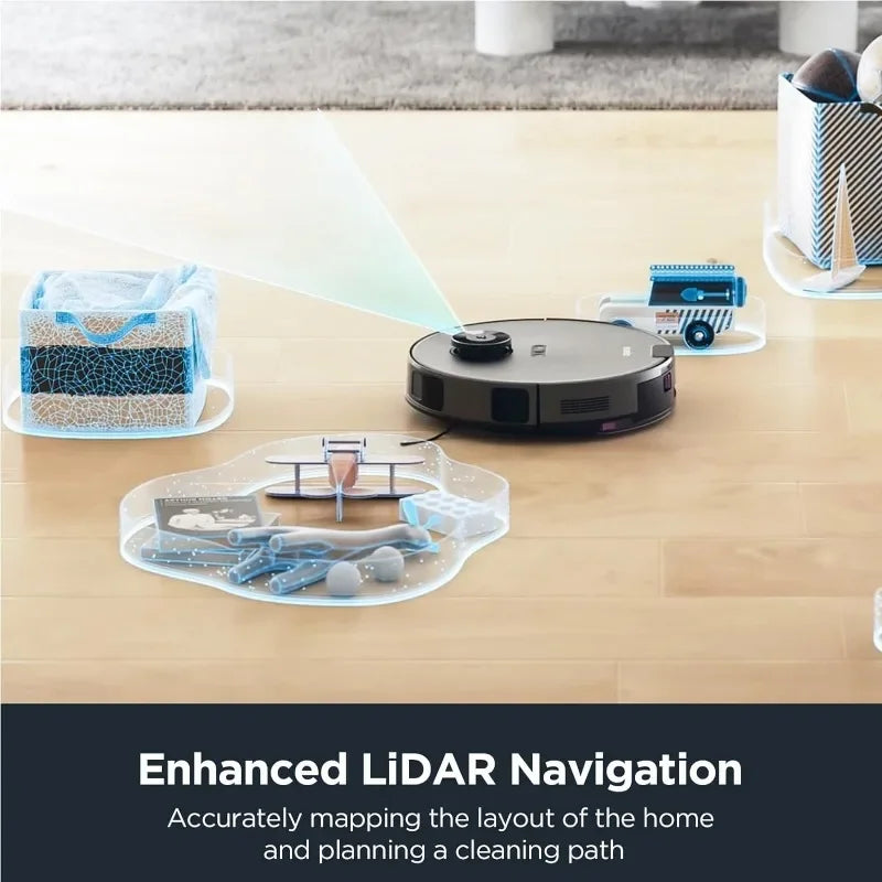 Robotic Vacuum and Mop ComboCarpet&Floor, Auto Lifting Mop, LiDAR Navigation, App Control Home Fusion