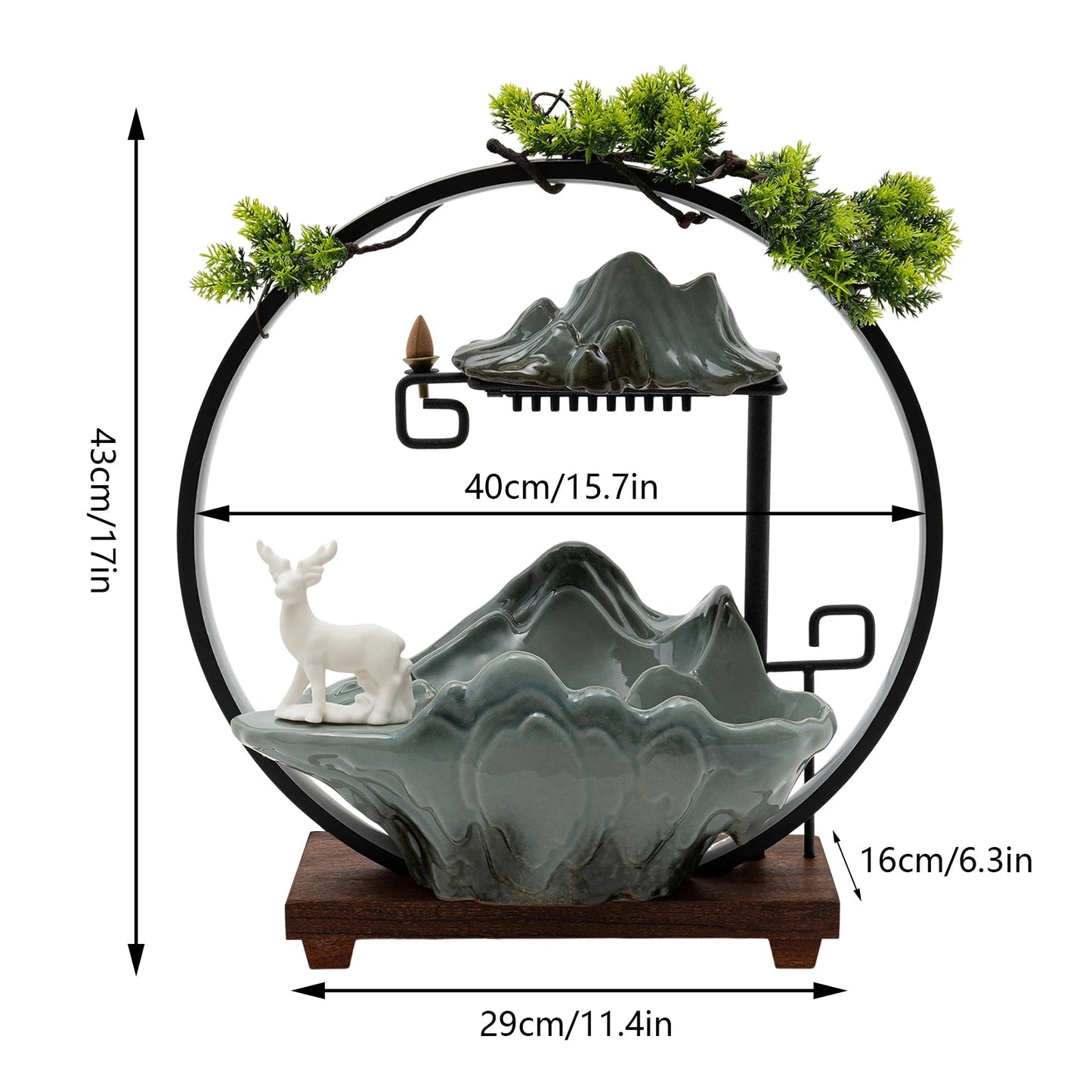 Tabletop Fountain with LED Lights Indoor Rockery Waterfall for Mist Effect Home Office Decor Home Fusion