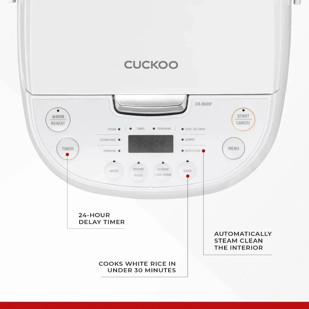Cuckoo 6 cup (uncooked)/12 cup (cooked) Rice Cooker, 10 Menu Options: Oatmeal, Brown Rice & More, Touch-Screen Home Fusion