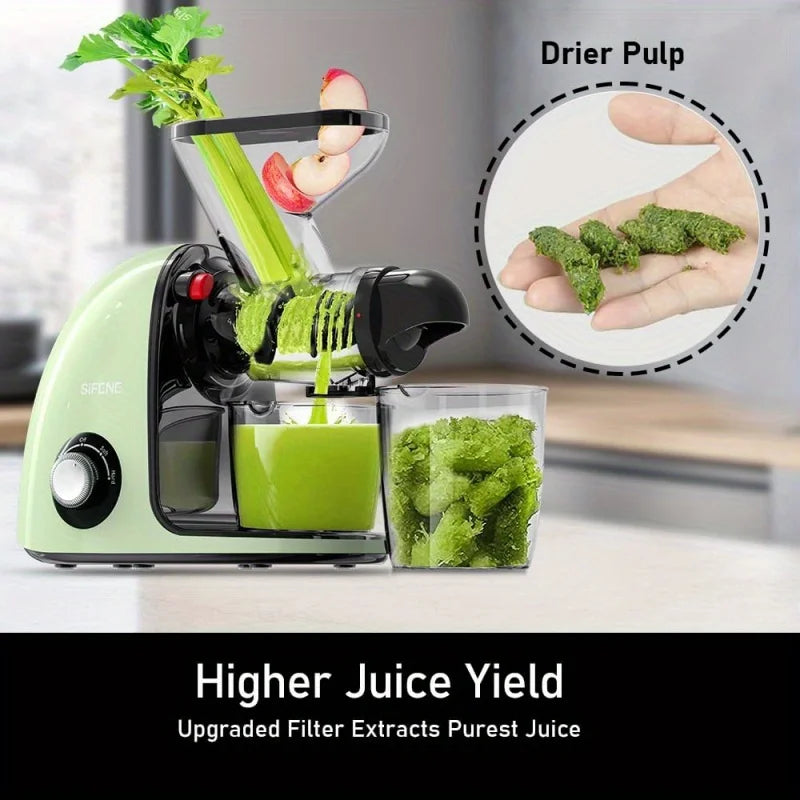 2nd Edition Cold Press Juicer, SiFENE Slow Masticating Juicer Machines for Fruit & Vegetable, Juice Maker Extractor with Dual Mo Home Fusion