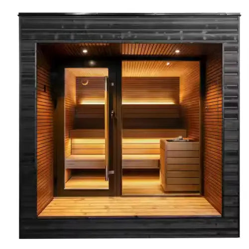 Red Cedar Wood 6 Person Smart Sauna Room Home Dry Steam Outdoor Traditional Sauna Home Fusion
