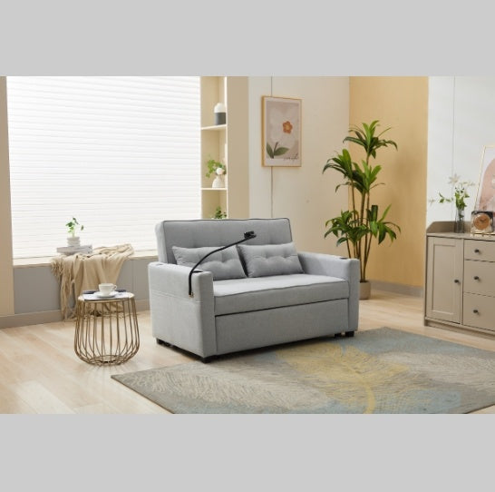 Futon Chair Bed Convertible Chair 3 In 1 Pull Out Sleeper Chair Beds With USB Ports,Wear Resistant And Anti Scratch, Armchair Bed Sleeper For Living Room White Home Fusion