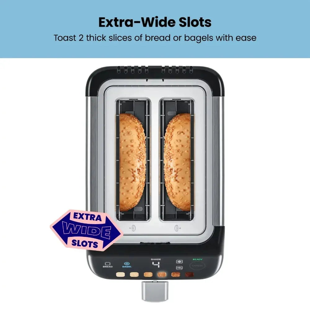 Smart Touch 2 Slice Digital Toaster, 6 Shade Settings, Stainless Steel, Removable Crumb Tray - Home Fusion