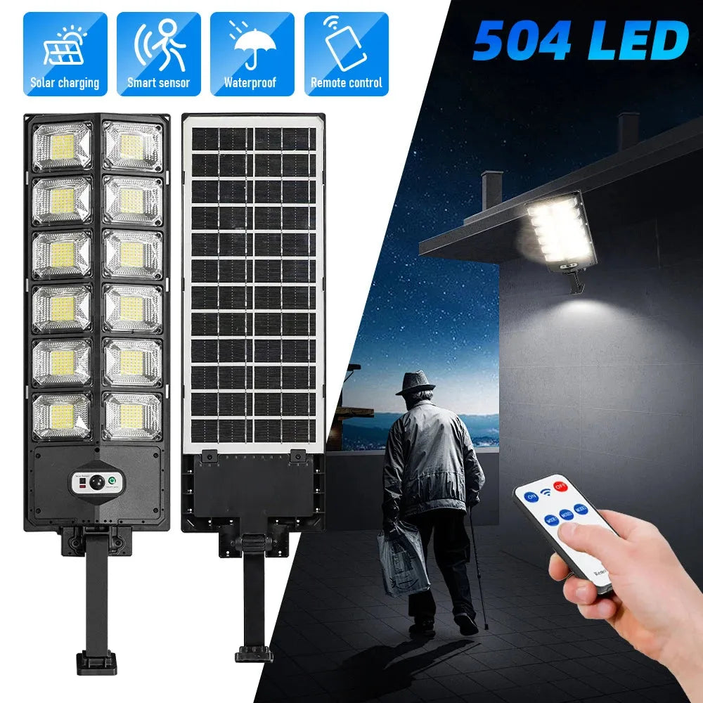 504 LED Powerful Solar Lights Outdoor Motion Sensor External Waterproof Street Light