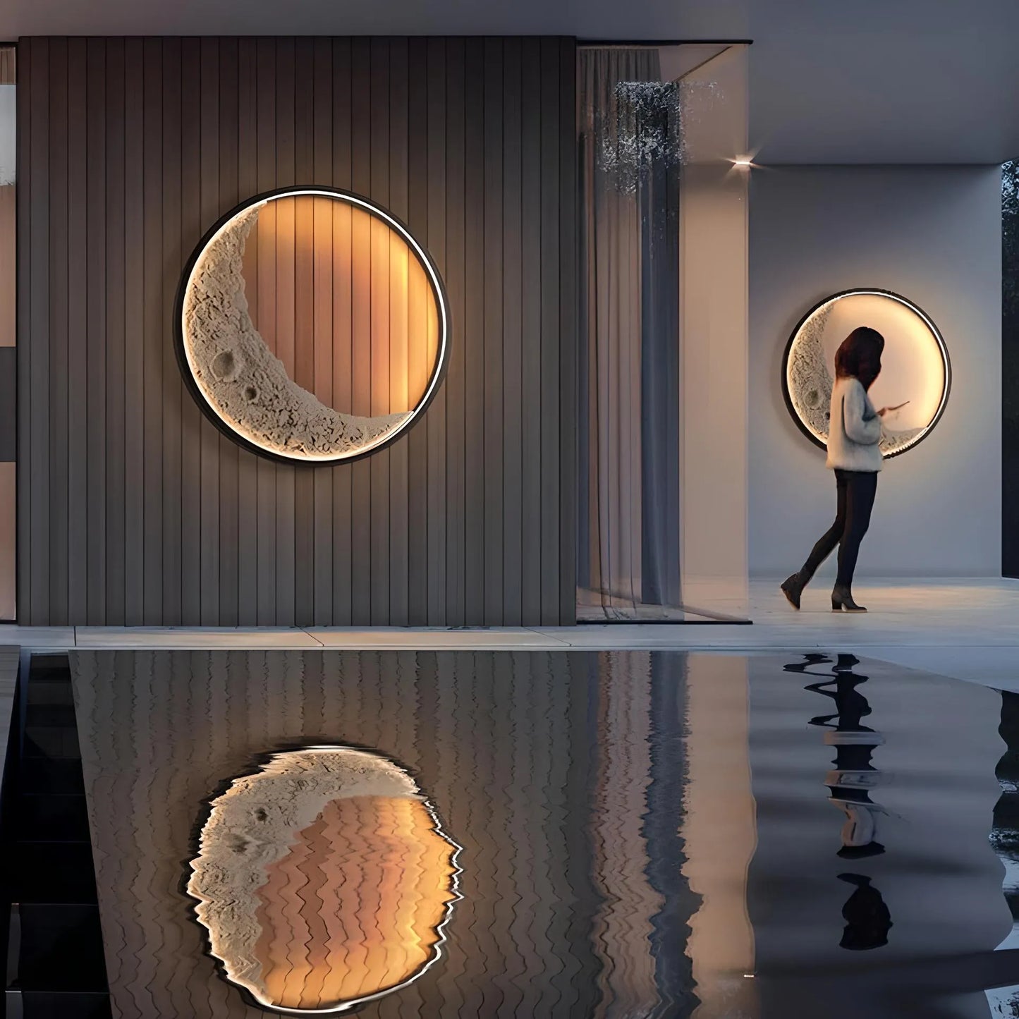 3D Moon Wall Lamp – Indoor & Outdoor Ambient Lighting.