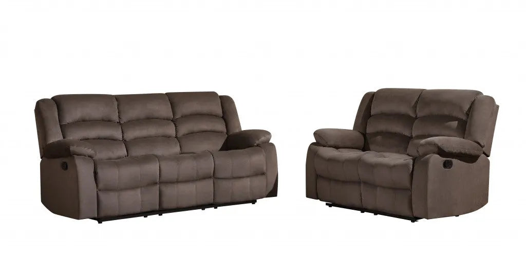 75" Brown Faux Leather Manual Reclining Love Seat With Storage - Home Fusion