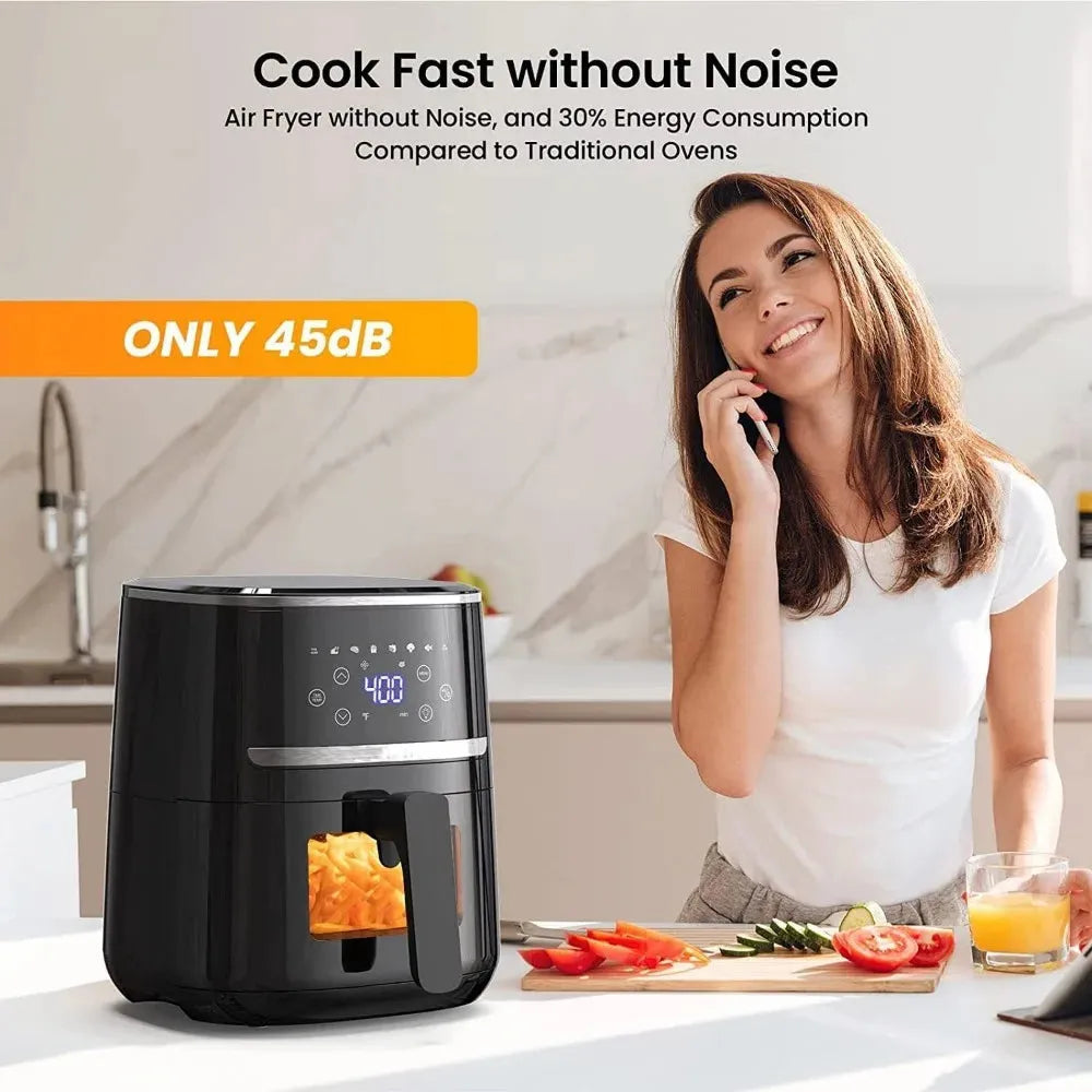 Air Fryer Oven 5 Qt Large Oil Free Touch Screen 1500W Mini Combo with 7 Accessories, One-Touch Digital Controls - Home Fusion
