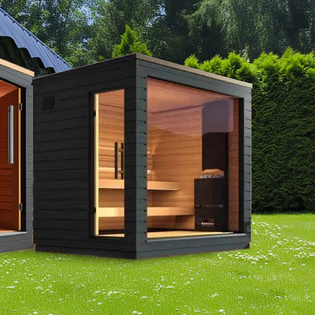 Red Cedar 6-Person Smart Sauna – Outdoor Traditional Dry & Steam Sauna Room for Home Home Fusion