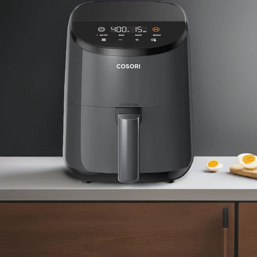 Mini Air Fryer 2.1 Qt, 4-in-1 Small Airfryer, Bake, Roast, Reheat, Nonstick and Dishwasher Safe Basket, 30 In-App Recipes, Gray