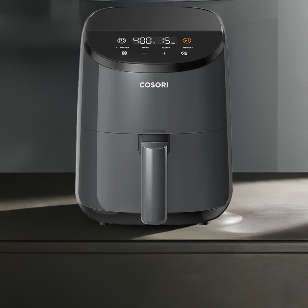 Mini Air Fryer 2.1 Qt, 4-in-1 Small Airfryer, Bake, Roast, Reheat, Nonstick and Dishwasher Safe Basket, 30 In-App Recipes, Gray