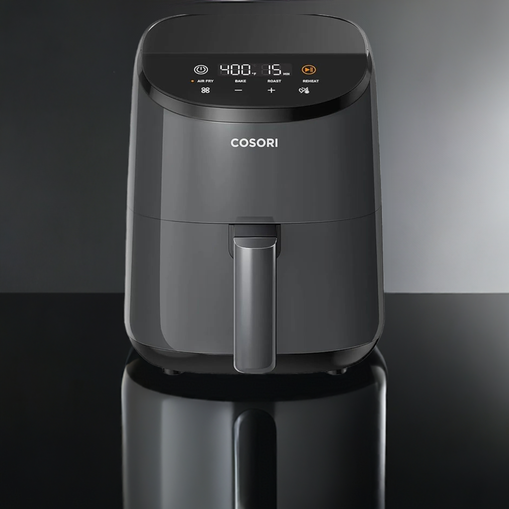 Mini Air Fryer 2.1 Qt, 4-in-1 Small Airfryer, Bake, Roast, Reheat, Nonstick and Dishwasher Safe Basket, 30 In-App Recipes, Gray