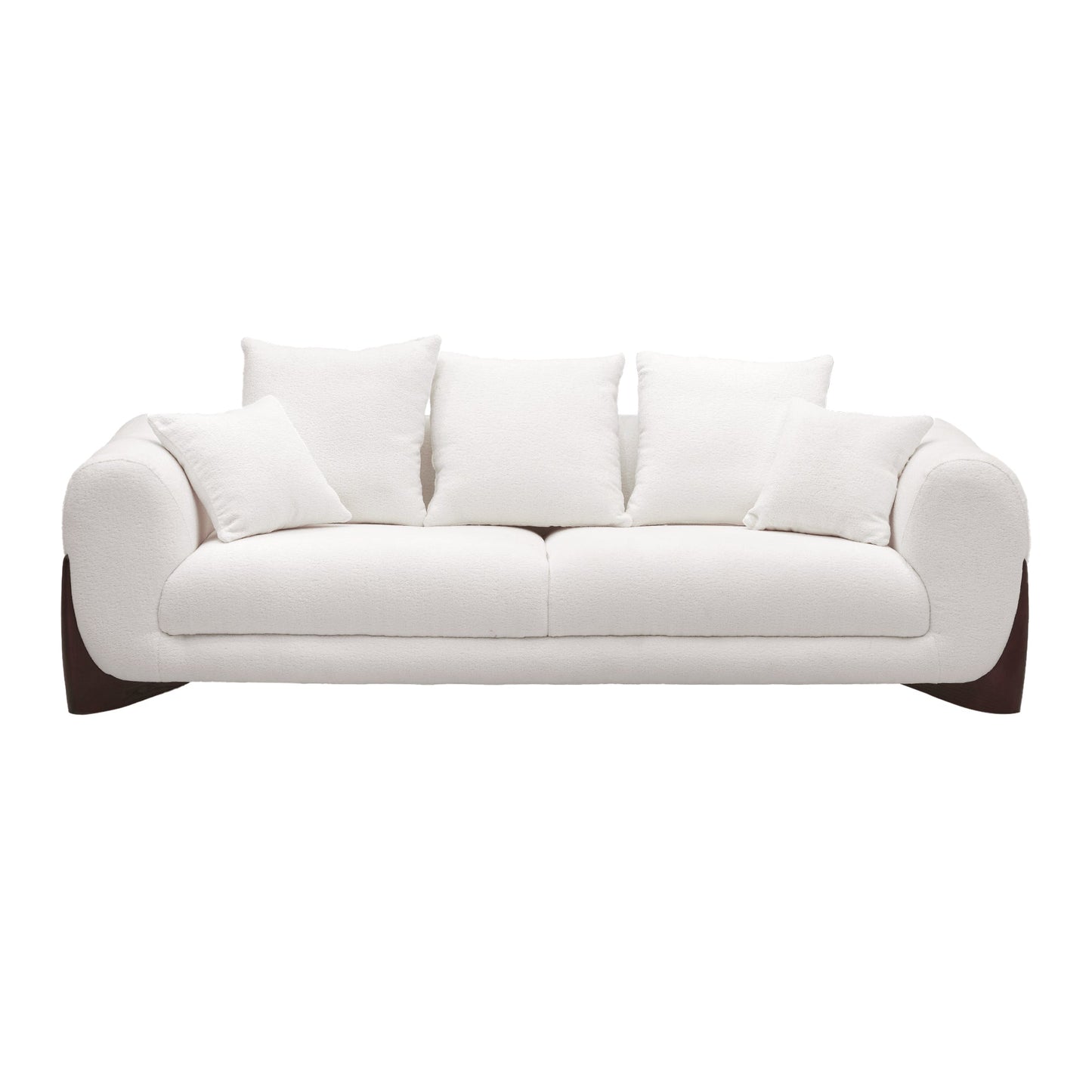 Modern White Upholstered 3-Seater Sofa with Plush Cushions. Home Fusion