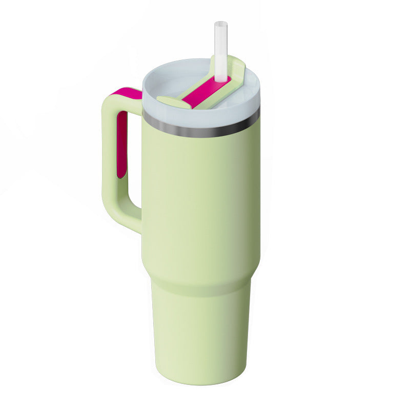 40 Oz Insulated Tumbler With Handle & Straw – Stainless Steel Spill-Proof Travel Mug. - Home Fusion