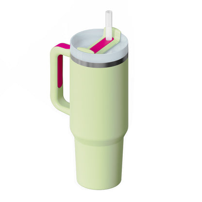 40 Oz Insulated Tumbler With Handle & Straw – Stainless Steel Spill-Proof Travel Mug. - Home Fusion