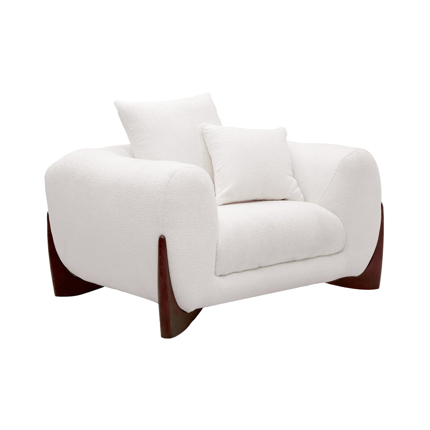 Modern White Upholstered 3-Seater Sofa with Plush Cushions. Home Fusion