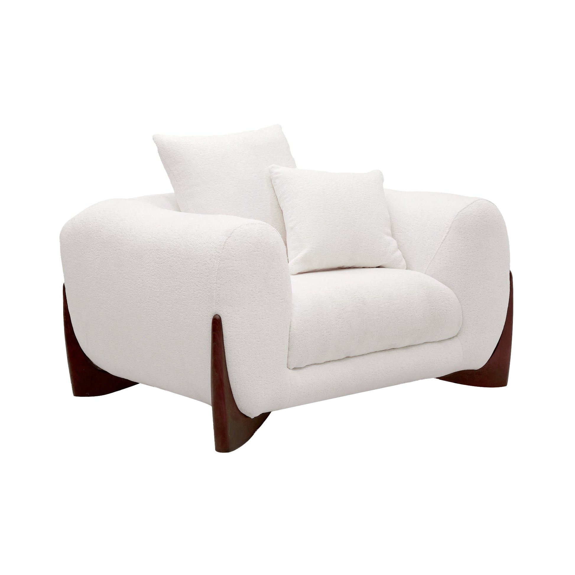 Modern White Upholstered 3-Seater Sofa with Plush Cushions. Home Fusion