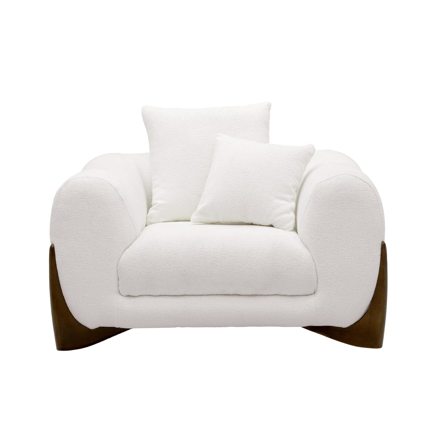 Modern White Upholstered 3-Seater Sofa with Plush Cushions. Home Fusion