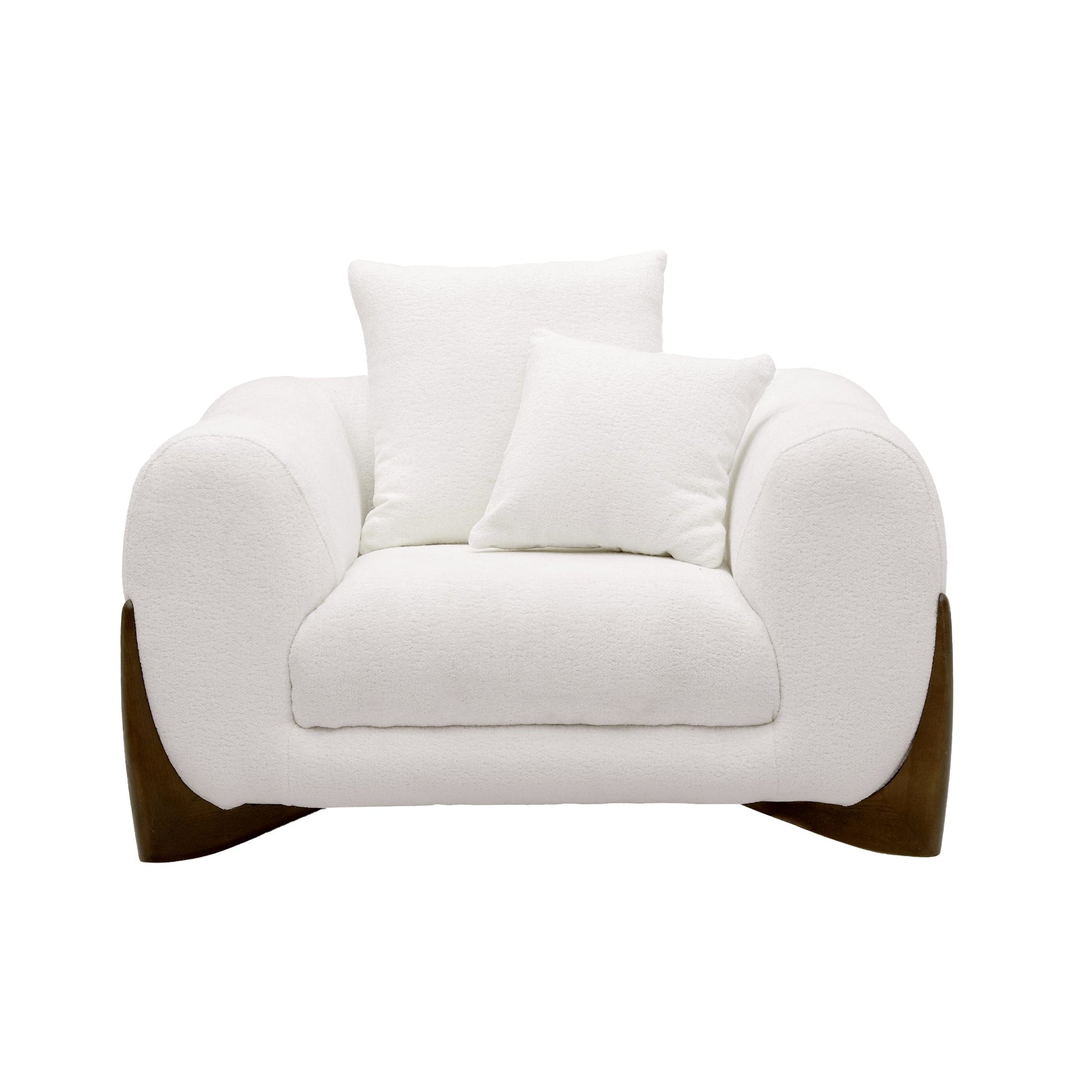 Modern White Upholstered 3-Seater Sofa with Plush Cushions. Home Fusion